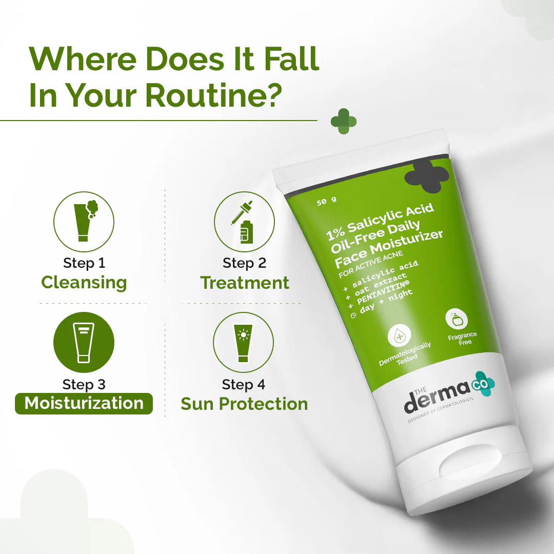 1% Salicylic Acid Oil-Free Moisturizer For Face with Oat Extract  - 50g - Image 4