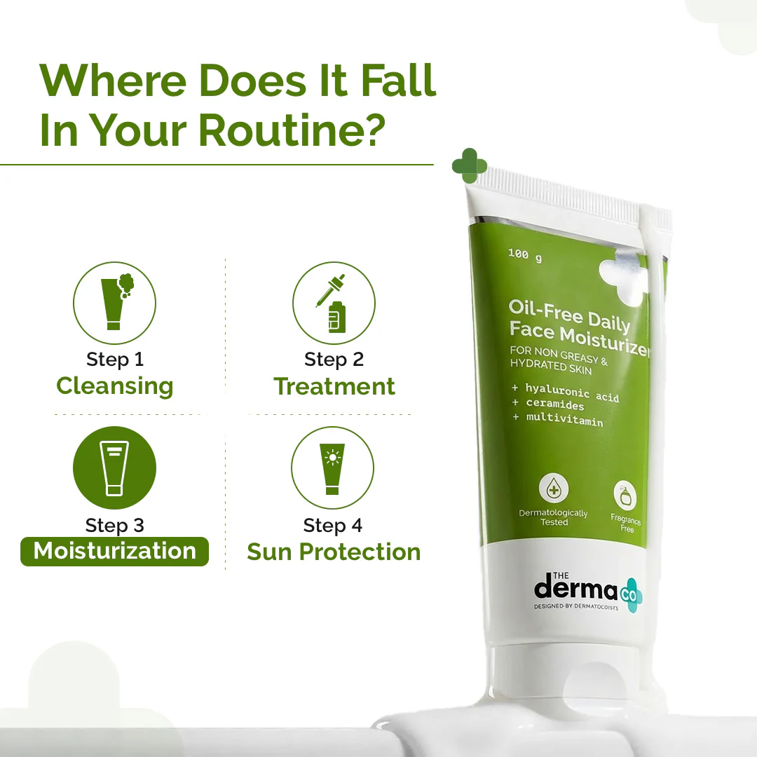 Oil-Free Daily Face Moisturizer With Hyaluronic Acid, Ceramides & Multivitamins for Non-Greasy & Hydrated Skin - 100g - Image 4