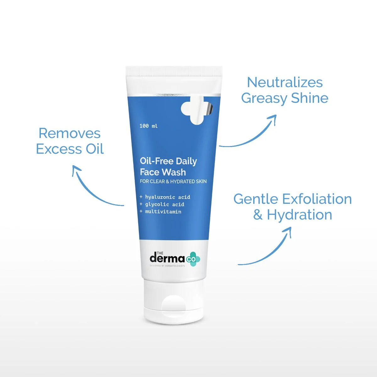 Oil-Free Daily Face Wash With Hyaluronic Acid, Glycolic Acid & Multivitamins for Clear & Hydrated Skin - 100ml - Image 3