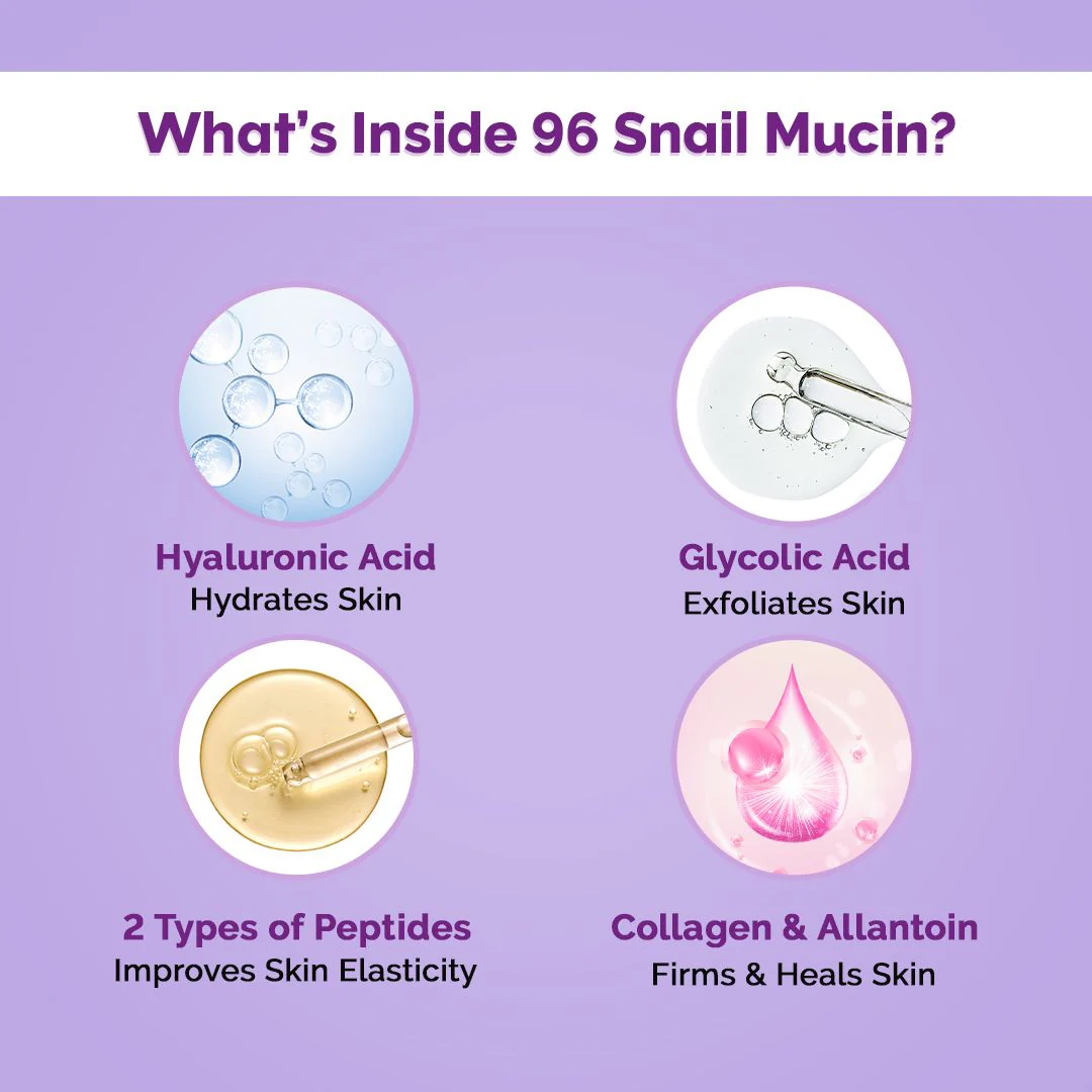 Snail Peptide 96 Hydrating Serum with Snail Mucin & Peptide Complex for Smooth & Moisturized Skin - 80 ml - Image 3